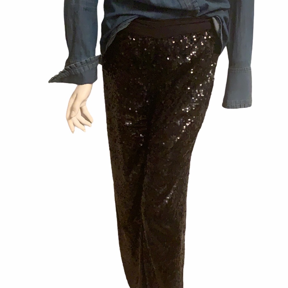 Black wide leg sequin pant